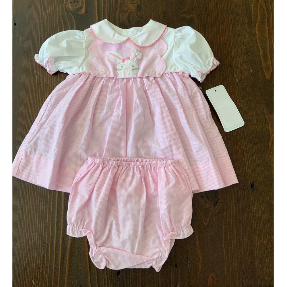 Petit Ami‎ Bunny/Puppy Gingham Girl's Dress size 6mo